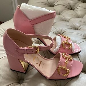 Gucci Pink Block Heel Sandals
